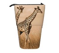 XVBCDFG Astuccio telescopico con stampa di due giraffe che corrono sul sterile, astuccio per cancelleria da ufficio, con chiusura a cerniera, Come mostrato, Taglia unica, Astuccio per matite