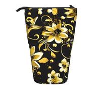 XVBCDFG Astuccio telescopico nero e oro con fiori, portapenne, organizer per cancelleria da ufficio, Come nella foto, Taglia unica, Astuccio