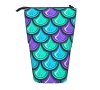 XVBCDFG Astuccio telescopico per matite e matite, con stampa di squame di sirena, con cerniera, per uomo e donna, Come mostrato, Taglia unica, Astuccio per matite