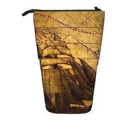 XVBCDFG Astuccio vintage con stampa di nave a vela, astuccio telescopico per matite, astuccio carino per cancelleria, organizer da ufficio con chiusura a cerniera, Come mostrato, Taglia unica,