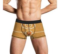 XVBCDFG Campo da basket con una palla divertente boxer da uomo slip morbido intimo stampato mutande, Come nella foto, L