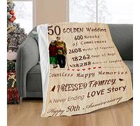 XVBCDFG Coperta regalo per il 50° anniversario, regalo per il 50° anniversario di matrimonio, regalo dorato per 50 anni di matrimonio per papà, mamma, nonno, nonna, nonni, 50° regalo per marito moglie