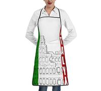 XVBCDFG Grembiule da cucina per adulti con bandiera italiana del Colosseo romano | Grembiule con pettorina professionale con 1 tasca per chef da donna e da uomo 28,3 pollici x 20,4