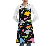XVBCDFG Grembiule da cucina per adulti con dinosauro animale carino colorato | Grembiule con pettorina professionale con 1 tasca per chef da donna e da uomo 28,3 pollici x 20,4