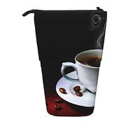 XVBCDFG Hot Coffee con chicco di caffè astuccio stand up matita astuccio carino telescopico portapenne astuccio trucco borsa per ufficio, Come mostrato, Taglia unica, Astuccio per matite