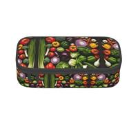 XVBCDFG Introduzione di varie verdure stampa matita caso borsa grande capacità penna sacchetto, cancelleria estetica organizzatore con cerniera, Come nella foto, Taglia unica, Astuccio