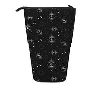 XVBCDFG Luna e sole in stile boho Eye Pencil Caso telescopico Cancelleria Pen Pouch Stand Up Pencil Pouch Pencil Cup con cerniera Pencil Bag, Come mostrato, Taglia unica, Zaino per la scuola