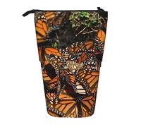 XVBCDFG Monarch Butterflies - Astuccio portamatite telescopico con stampa di farfalle, astuccio per cancelleria, trousse con chiusura a cerniera, Come mostrato, Taglia unica, Astuccio per matite