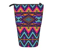 XVBCDFG Neon Art Tribal Navajo Pattern Pencil Case Telescopico Cancelleria Pen Pouch Stand Up Pencil Pouch Pencil Cup con cerniera Pencil Bag, Come mostrato, Taglia unica, Zaino per la scuola