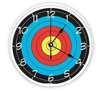 XVBCDFG Orologio da parete con tiro con l'arco Design rotondo moderno orologi in legno per camera da letto soggiorno, casa, ufficio, scuola, arte da parete dicembre