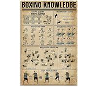 XVBCDFG Poster educativo con conoscenza della boxe, targa in metallo per esercizi di boxe, infografica di base, poster per arti marziali, palestra, club, casa, camera da letto, scuola, decorazione da