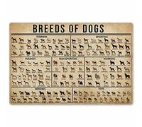 XVBCDFG Segni della conoscenza Razze di cani Poster popolare Scienza Educazione Decorazione da parete Conoscenza degli animali Insegne in metallo Retro Decorazione per la casa Decorazione della stanza