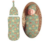 XVBCDFG Set di coperte e cappello con animali selvatici, scimmia sull'albero, morbida coperta per bambini, regalo per baby shower