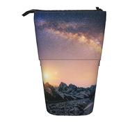 XVBCDFG Spettacolare vista notturna in montagna con The Milk Way, astuccio resistente per matite da viaggio, borsa portaoggetti per lavoro e ufficio, Come mostrato, Taglia unica, Zaino per la scuola