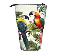 XVBCDFG Toucans - Astuccio portapenne, con stampa di foglie e palme, con supporto verticale, retrattile, organizer per penne, cosmetici, per ufficio, adolescenti, regalo per le vacanze, Come mostrato,