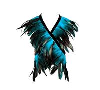 Xvbhaq Sciarpa gotica, ali d'angelo scure, costume maleficent, nero e blu, mantello a piuma per carnevale, cosplay