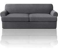 XVBVS Copridivano Elasticizzato con 2 Fodere per Cuscino del Sedile a T Individuali, Fodere per Divani in Morbido Poliestere Sofa Cover Antiscivolo Protezione per Mobili per Soggiorno
