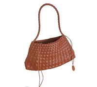 XVDRFSD Borsa Intrecciata Donna Borsa da donna in PU intrecciata a mano, borsa a secchiello a forma di barca a vela con cesto di verdure, borsa a tracolla casual da vacanza(Caramel brown)