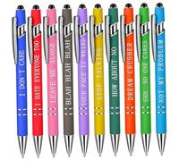 XVHOAB Penne divertenti con parole lamentate 10pcs/set da 0, 5 mm Giorno della settimana penne sarcastiche liscio con clip e touch screen End Ballpoint per l'ufficio scolastico