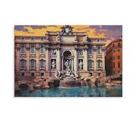 XVHOGAS Poster di viaggio della fontana di Tevi a Roma, Italia, su tela, decorazione per camera da letto, ufficio, stanza, regalo, dimensione: 40 x 60 cm