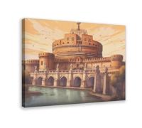 XVHOGAS Poster di viaggio di Castel Sant'Angelo a Roma, Italia, su tela, decorazione artistica da parete per soggiorno e camera da letto, 40 x 60 cm