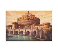 XVHOGAS Poster su tela di Castel Sant'Angelo a Roma, Italia, decorazione per camera da letto, ufficio, stanza, regalo, 50 x 75 cm
