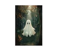 XVHOGAS Poster su tela, motivo: fantasma su un'altalena retrò, decorazione per camera da letto, ufficio, camera da letto, regalo, 20 x 30 cm