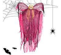 Xvilmaun Decorazioni Fantasmi Per Halloween | Addobbi Festivi Fantasma Strega Rossa | Ornamento di Halloween Attivato dalla Voce per Interno ed Esterno, Camera da Letto, Portico, Casa Stregata,