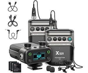 Xvive - U5T2 LAVALIER - Sistema wireless digitale con doppio trasmettitore per camera DSLR o Broadcast