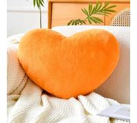 XVTRU Morbidi cuscini a forma di cuore, simpatico cuscino decorativo a forma di cuore arancione, 49,8 x 49,9 cm, cuscino in finta pelliccia di coniglio, decorazione per camera da letto, divano, donna