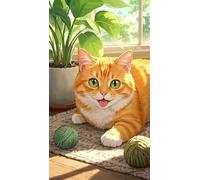 XvvwEndlessx 11CT Kit Punto Croce Prestampato Ricamo Starter Kit Gatto Arancione Carino, Soffice E Grasso 2 DIY Decorazione Domestica Set Da Ricamo Per Principianti, Adulti E Bambini 40×50Cm