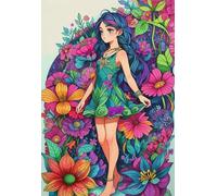 XvvwEndlessx 11CT Kit Punto Croce Prestampato Ricamo Starter Kit Ragazza Del Mare Con Fiori DIY Decorazione Domestica Set Da Ricamo Per Principianti, Adulti E Bambini 40×50Cm