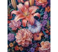 XvvwEndlessx 11CT Kit Punto Croce Prestampato Ricamo Starter Kit Sogno Di Mare Di Fiori 2 DIY Decorazione Domestica Set Da Ricamo Per Principianti, Adulti E Bambini 40×50Cm