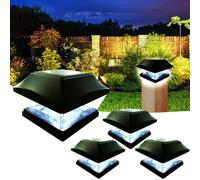 XVZ Lampada solare cappello palo legno, 4pcs luci solari per esterni, impermeabili, luci solari a LED, decorazione da giardino per giardino, terrazza, recinzione, pali in legno - Nero