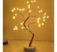 XVZ LED Albero Bonsai Lampada da Tavolo, 36 LED Luce Notturna a Batteria e USB per decorazioni Natalizie, Pasquali, Arredo Casa, Soggiorno - Albero di Perle
