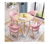 XwBaiW 5 Pezzi Tavolo Da Pranzo Rotondo for 4 Tavoli In Marmo Falso E 4 Sedie Moderna Cucina Circolo Set Risparmio Di Spazio for Appartamento(Yellow,Pink)