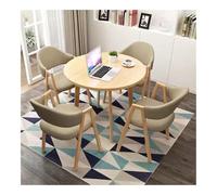 XwBaiW 5 Pezzi Tavolo Da Pranzo Rotondo for 4 Tavoli In Marmo Falso E 4 Sedie Moderna Cucina Circolo Set Risparmio Di Spazio for Appartamento(Yellow,Khaki)