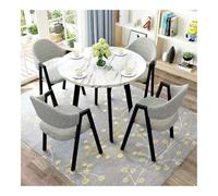 XwBaiW 5 Pezzi Tavolo Da Pranzo Rotondo for 4 Tavoli In Marmo Falso E 4 Sedie Moderna Cucina Circolo Set Risparmio Di Spazio for Appartamento(Wit,Gray 1)