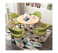 XwBaiW 5 Pezzi Tavolo Da Pranzo Rotondo for 4 Tavoli In Marmo Falso E 4 Sedie Moderna Cucina Circolo Set Risparmio Di Spazio for Appartamento(Yellow,Groen)