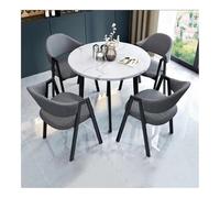 XwBaiW 5 Pezzi Tavolo Da Pranzo Rotondo for 4 Tavoli In Marmo Falso E 4 Sedie Moderna Cucina Circolo Set Risparmio Di Spazio for Appartamento(Wit,Dark Gray 1)