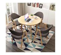 XwBaiW 5 Pezzi Tavolo Da Pranzo Rotondo for 4 Tavoli In Marmo Falso E 4 Sedie Moderna Cucina Circolo Set Risparmio Di Spazio for Appartamento(Yellow,Dark Gray 1)