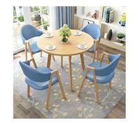 XwBaiW 5 Pezzi Tavolo Da Pranzo Rotondo for 4 Tavoli In Marmo Falso E 4 Sedie Moderna Cucina Circolo Set Risparmio Di Spazio for Appartamento(Yellow,Blue 1)