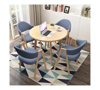 XwBaiW 5 Pezzi Tavolo Da Pranzo Rotondo for 4 Tavoli In Marmo Falso E 4 Sedie Moderna Cucina Circolo Set Risparmio Di Spazio for Appartamento(Yellow,Dark Blue)