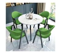 XwBaiW 5 Pezzi Tavolo Da Pranzo Rotondo for 4 Tavoli In Marmo Falso E 4 Sedie Moderna Cucina Circolo Set Risparmio Di Spazio for Appartamento(Wit,Dark Green)