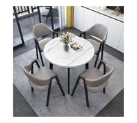 XwBaiW 5 Pezzi Tavolo Da Pranzo Rotondo for 4 Tavoli In Marmo Falso E 4 Sedie Moderna Cucina Circolo Set Risparmio Di Spazio for Appartamento(Wit,Gray 2)