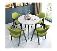 XwBaiW 5 Pezzi Tavolo Da Pranzo Rotondo for 4 Tavoli In Marmo Falso E 4 Sedie Moderna Cucina Circolo Set Risparmio Di Spazio for Appartamento(Wit,Groen)