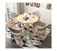 XwBaiW 5 Pezzi Tavolo Da Pranzo Rotondo for 4 Tavoli In Marmo Falso E 4 Sedie Moderna Cucina Circolo Set Risparmio Di Spazio for Appartamento(Yellow,Gray 1)