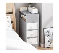 XwBaiW Fine Letto Tavolino Da Notte Scanalato Comodino Comodini Con Cassetti Con Archiviazione Aperta for Piccoli Spazi Divano(Grigio,30cm W 3 Tier)