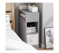 XwBaiW Fine Letto Tavolino Da Notte Scanalato Comodino Comodini Con Cassetti Con Archiviazione Aperta for Piccoli Spazi Divano(Grigio,1 Tier)