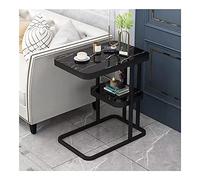 XwBaiW Tavolino A Forma Di C Con Struttura In Metallo Tavolini Ausiliario Strutturao Comodino(Black 2)